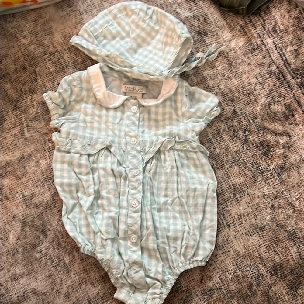 Rachel Zoe Romper in Light Blue Gingham 6-9 Months